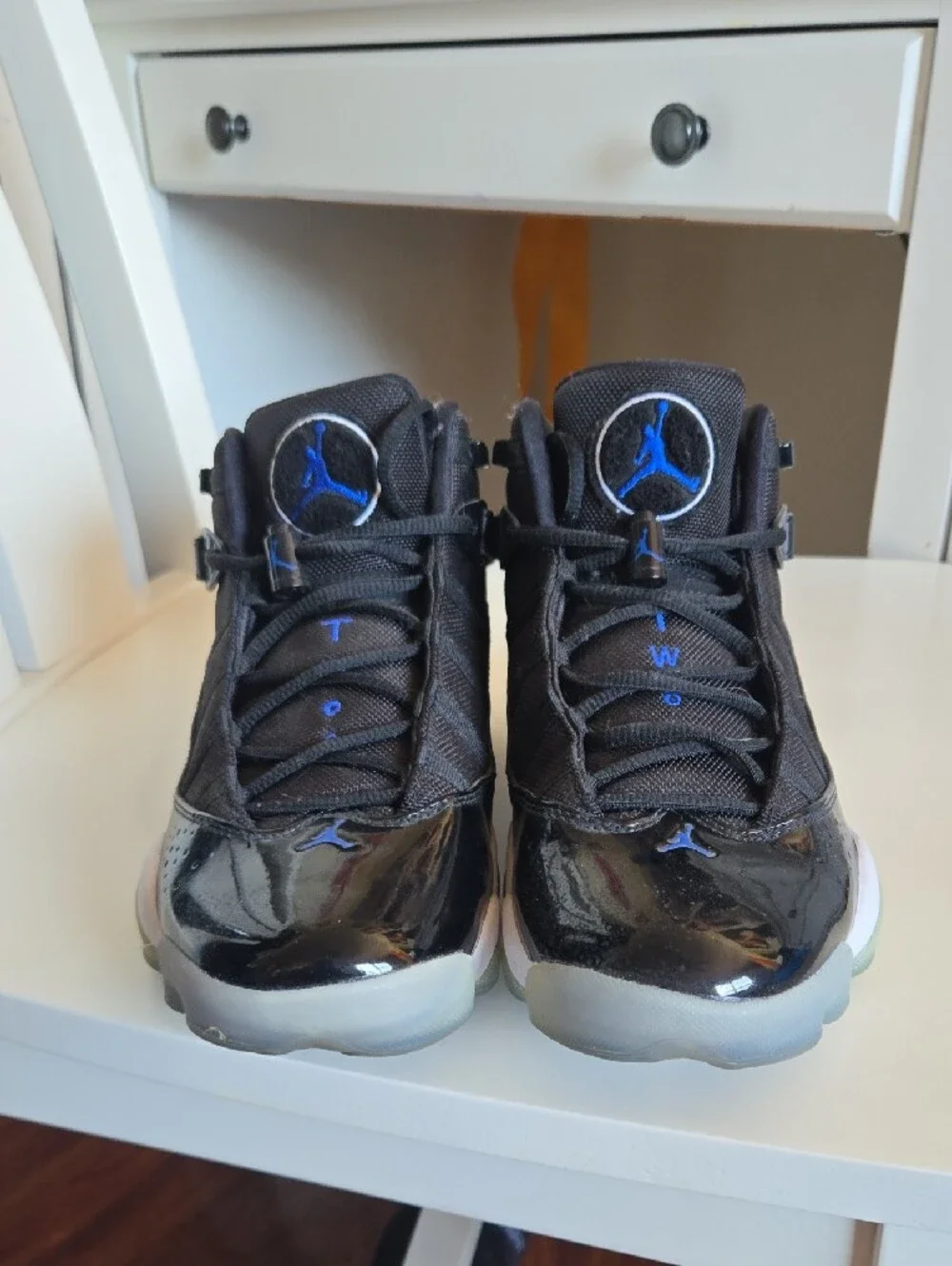 Jordan Men’s Black and Royal Blue High-Top Sneakers
